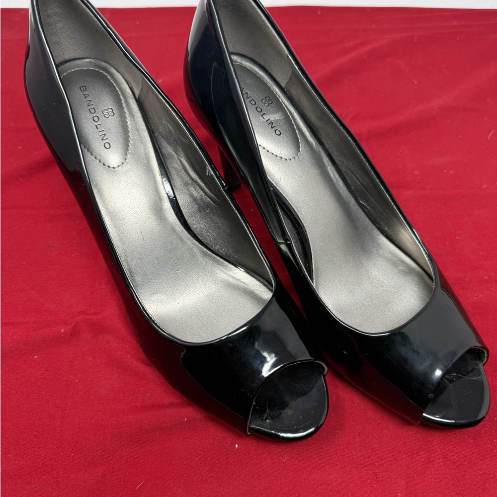 Bandolino Black Patent Peep Toe Heels